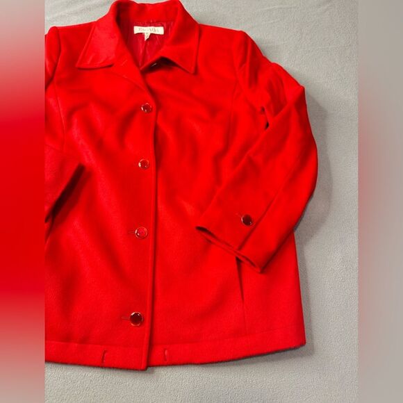 Escada Piacenza Wool Rabbit Angora Red Zip Jacket Blazer Coat Size 38 S M - Picture 6 of 16